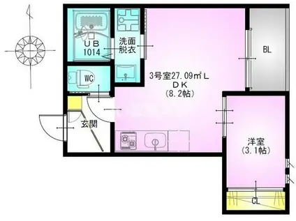REGALEST VIGOR(1LDK/3階)の間取り写真