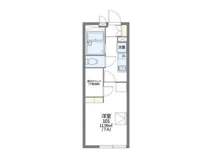 レオパレス若山(1K/2階)の間取り写真