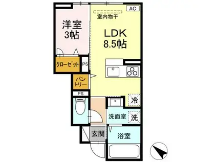 レスア柏崎III(1LDK/1階)の間取り写真