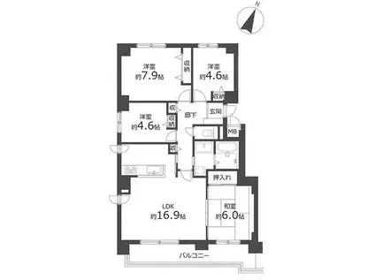 ラポール桑園(4LDK/2階)の間取り写真