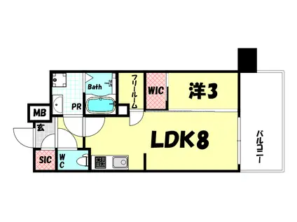 アドバンス三宮パルマ(1LDK/15階)の間取り写真