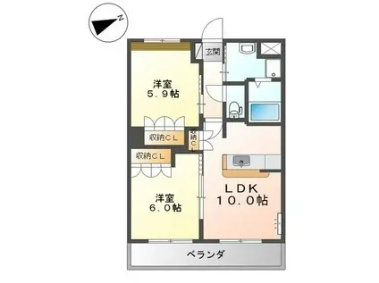 グローリーガーデン(2LDK/2階)の間取り写真