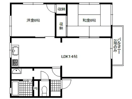 コーポ杉の木C(2LDK/1階)の間取り写真
