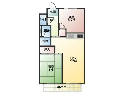 Y&Tハイツふるさと(2LDK/1階)の間取り写真