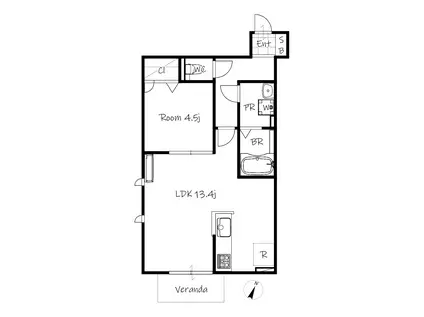 フォレストショア(1LDK/1階)の間取り写真