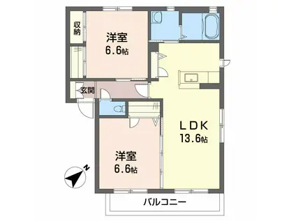 グランマスト春日 B棟(2LDK/2階)の間取り写真