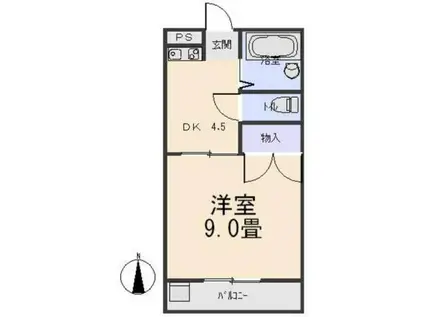 ハイツメモリー(1DK/1階)の間取り写真