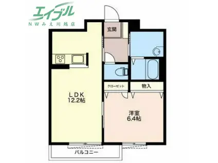 キャッスル シャーメゾン(1LDK/2階)の間取り写真