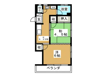 高橋マンション(2K/4階)の間取り写真