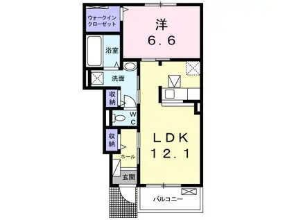ノルデン B(1LDK/1階)の間取り写真