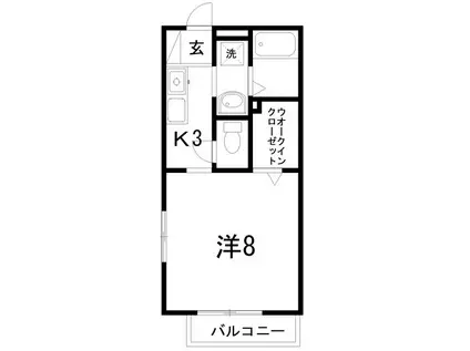 イエローコート(1K/1階)の間取り写真
