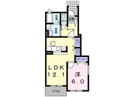 メゾン・ドゥ・アベェニールB(1LDK/1階)の間取り写真