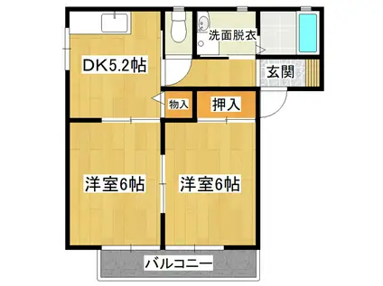 ヒルサイドテラスA棟(2DK/1階)の間取り写真