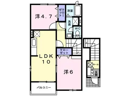 サニーコート尾畑(2LDK/2階)の間取り写真