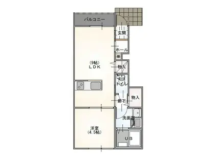 ルミウス北日吉II(1LDK/1階)の間取り写真