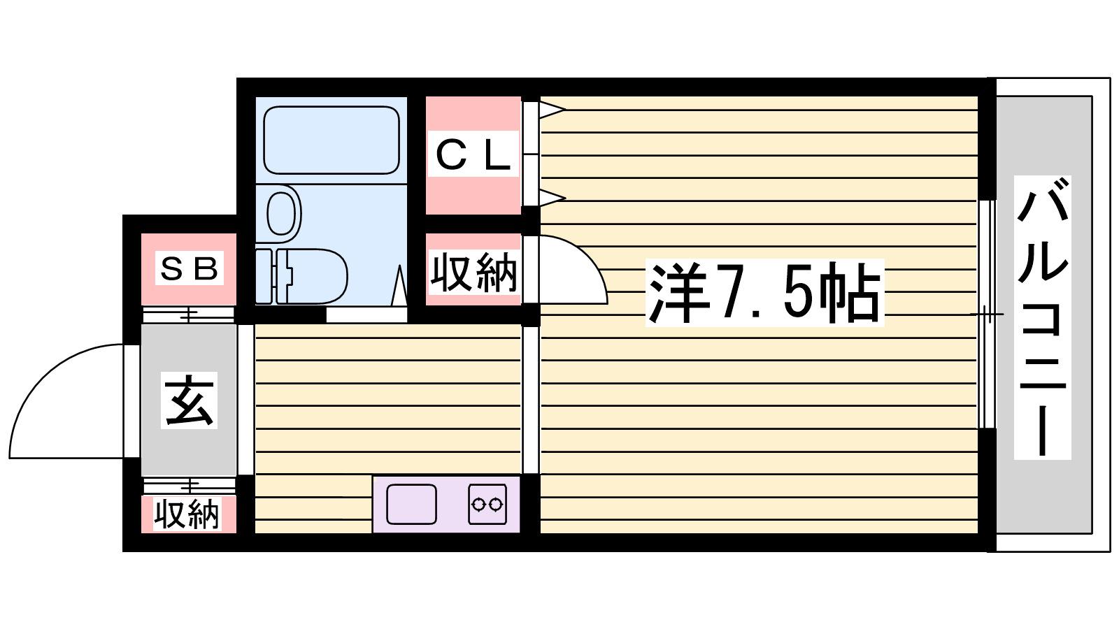アーバンエース西神戸パル(1K/2階)の間取り写真