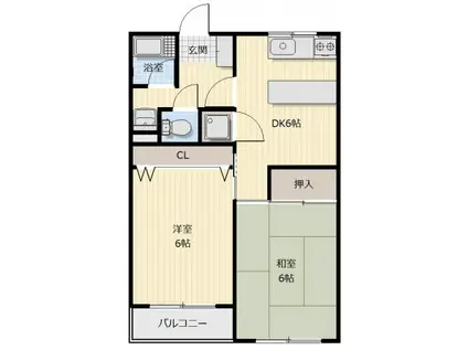 ピース・レーヴ(2DK/2階)の間取り写真