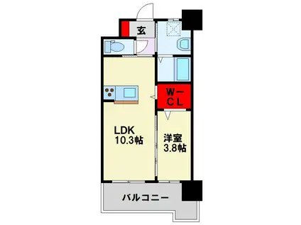 ギャラン陣原(1LDK/4階)の間取り写真