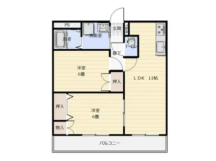 コーポルミナス(2LDK/1階)の間取り写真