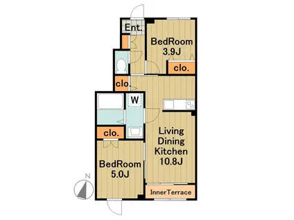 東中野マンション(2LDK/1階)の間取り写真