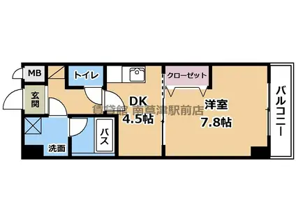 FELICIAうさぎ(1DK/4階)の間取り写真