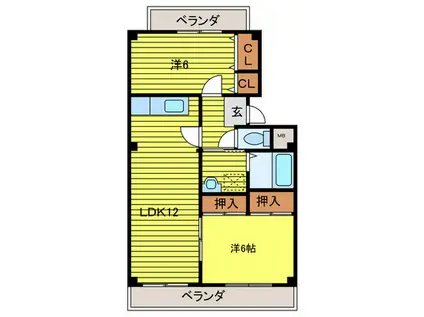 かねそうハイムクレイン(2LDK/1階)の間取り写真