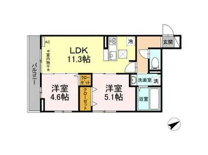 メゾン ド フルール(2LDK/2階)の間取り写真