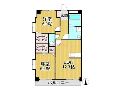 プリマヴェーラ花の木弐番館(2LDK/5階)の間取り写真