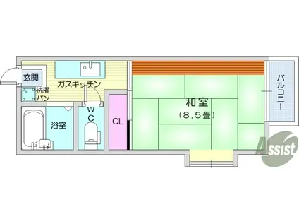 コーポあじさい(1K/1階)の間取り写真