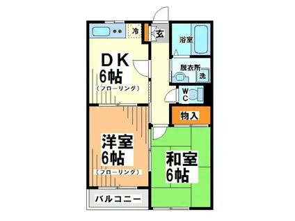 メープルアイ(2DK/2階)の間取り写真