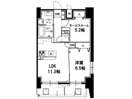 メゾンドアーク南大井(1SLDK/10階)の間取り写真