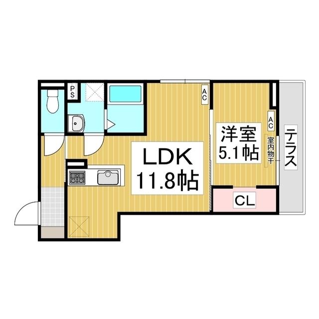トリシア居町(1LDK/1階)の間取り写真