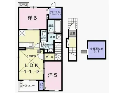 グリーンフィールド(2LDK/2階)の間取り写真