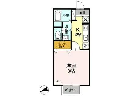 ロイヤルガーデンC(1K/2階)の間取り写真