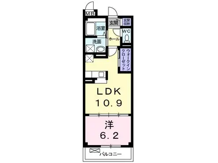 プリムローズ(1LDK/3階)の間取り写真
