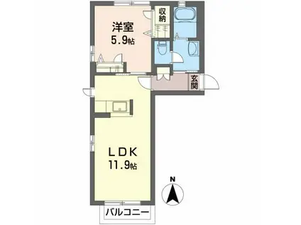 シュシュ(1LDK/2階)の間取り写真