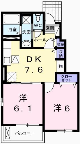 AVANTI(2DK/1階)の間取り写真