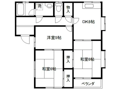 ガーデンフジサワB(3DK/2階)の間取り写真