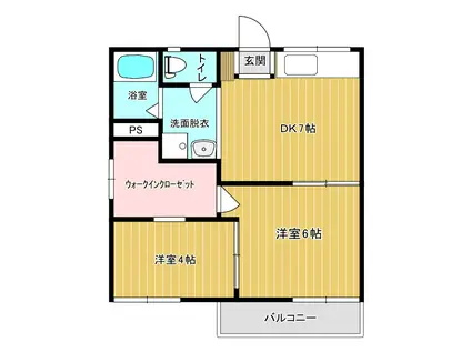 レオカーサ(2DK/2階)の間取り写真