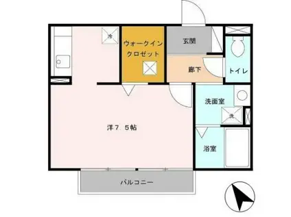 ホワイトヘロン(ワンルーム/2階)の間取り写真