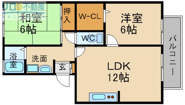 フォンテーヌII(2LDK/3階)の間取り写真