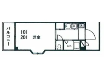 ウエストランド芦花(1K/1階)の間取り写真