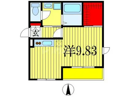 ヴェルク弐番館(ワンルーム/2階)の間取り写真
