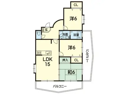 丹後シルクI(3LDK/4階)の間取り写真
