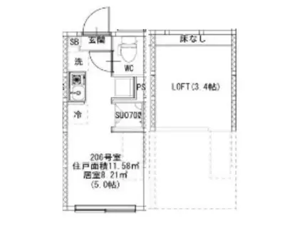 SUNNY HILLS 新小岩(ワンルーム/2階)の間取り写真