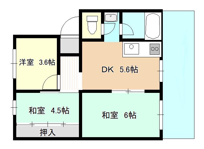 メゾン冨田(3DK/3階)の間取り写真