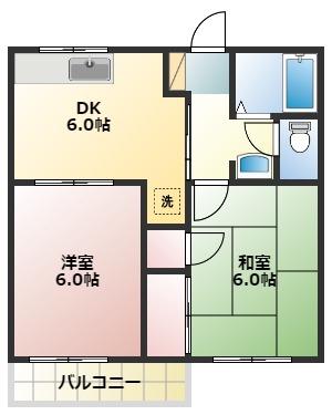 リバーサイド大竹A(2DK/1階)の間取り写真