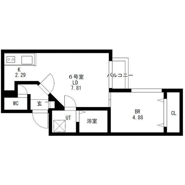 ディスティーノレジデンシア715(1LDK/4階)の間取り写真