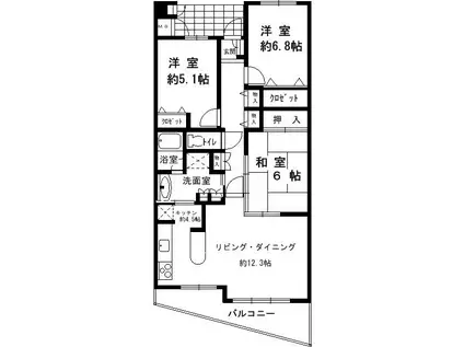ファーストアヴェニュー泉ヶ丘(3LDK/14階)の間取り写真