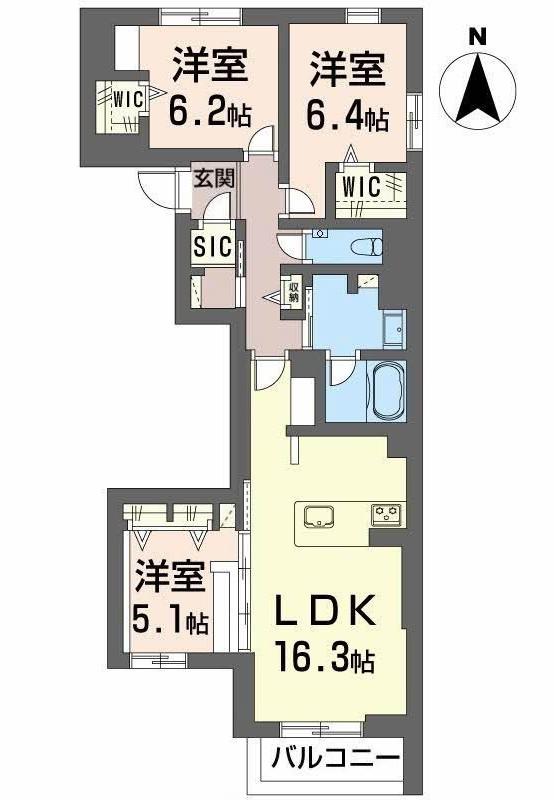 AVANCE東草深ウエスト(3LDK/1階)の間取り写真